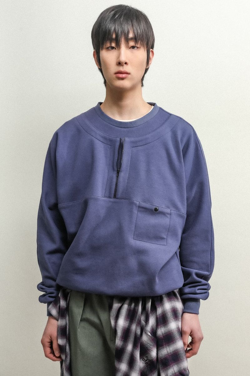 towtow.archive（トゥトゥ アーカイブ）の「HALF ZIP LAYERD SWEATSHIRTS-SHADOW NAVY（Tops）」