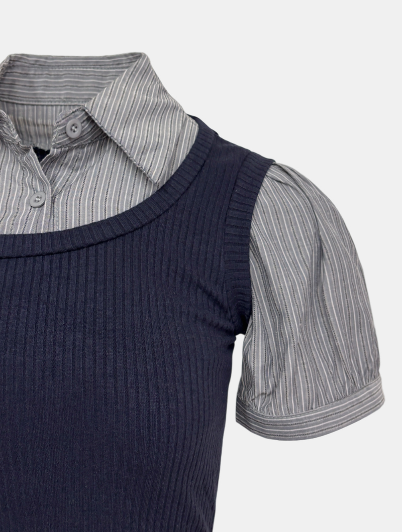 Oxford Layered Knit Shirt