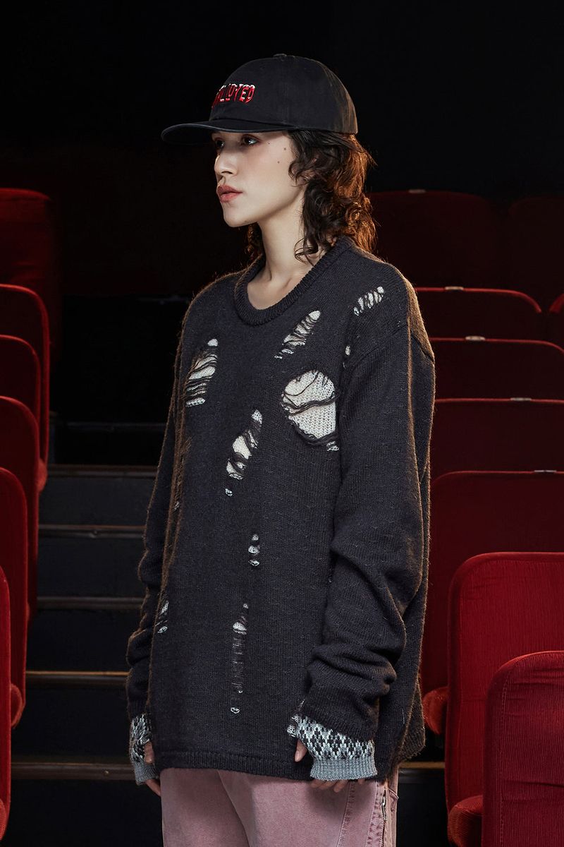 DESTROYED MOHAIR KNIT / CHARCOAL