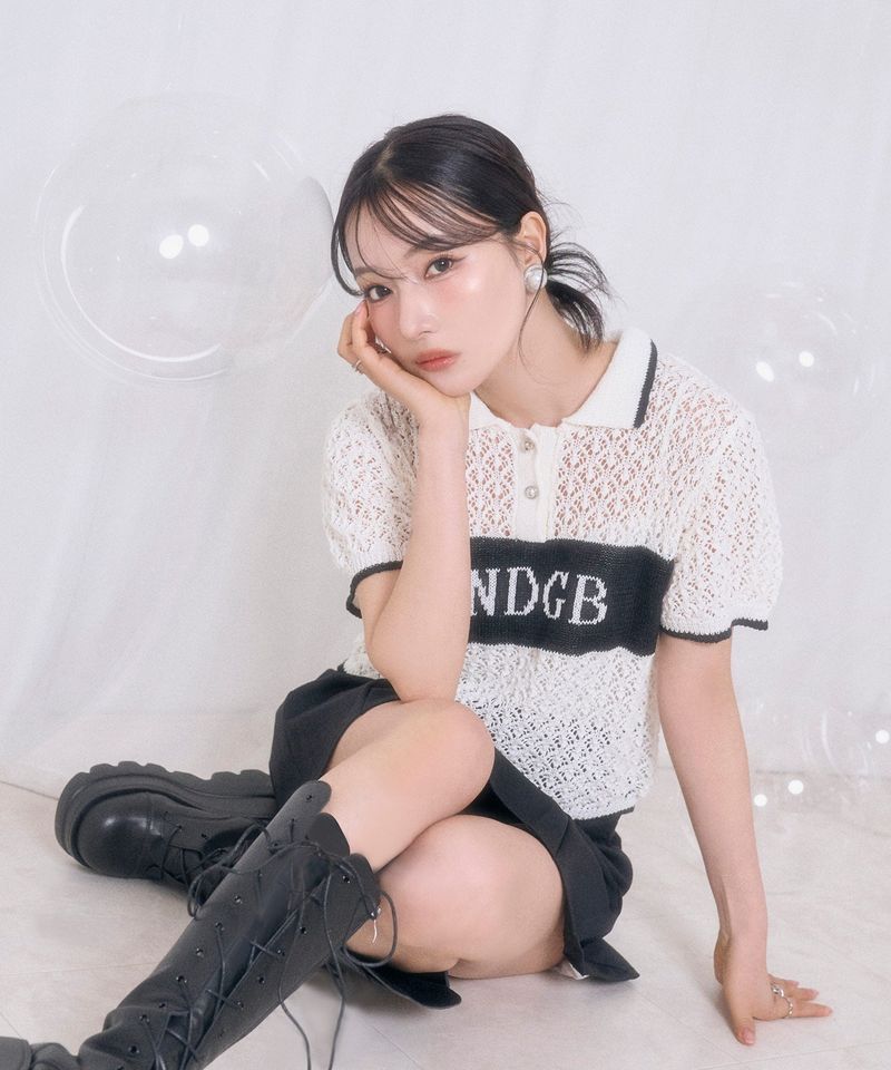 透かし編みポロニット