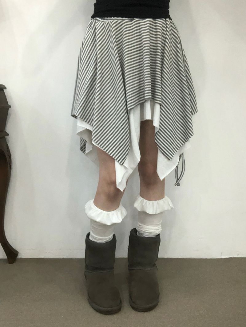 Side Strap Stripe Unbal Skirt