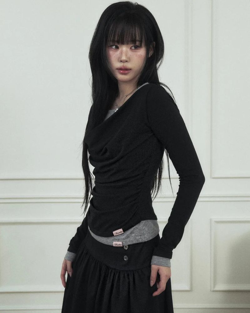 MUMU クラシックボタンミディスカート