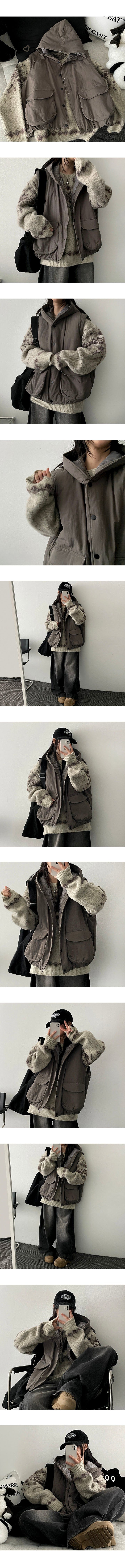 Moding Quilted Pocket Boxy Padded Vest