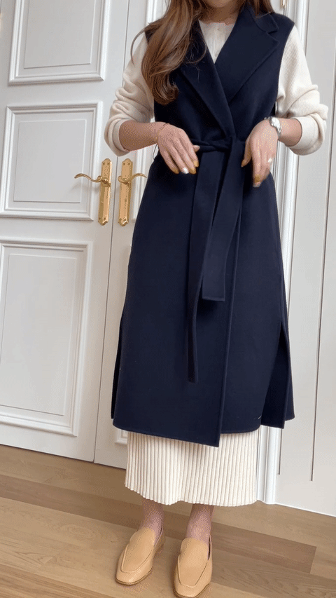 カシミヤ ハンドメイド ロング ベスト