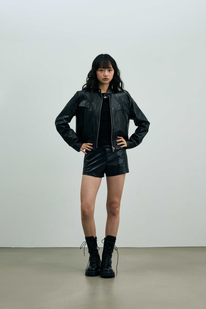 CLARI FAUX LEATHER JACKET / BLACK