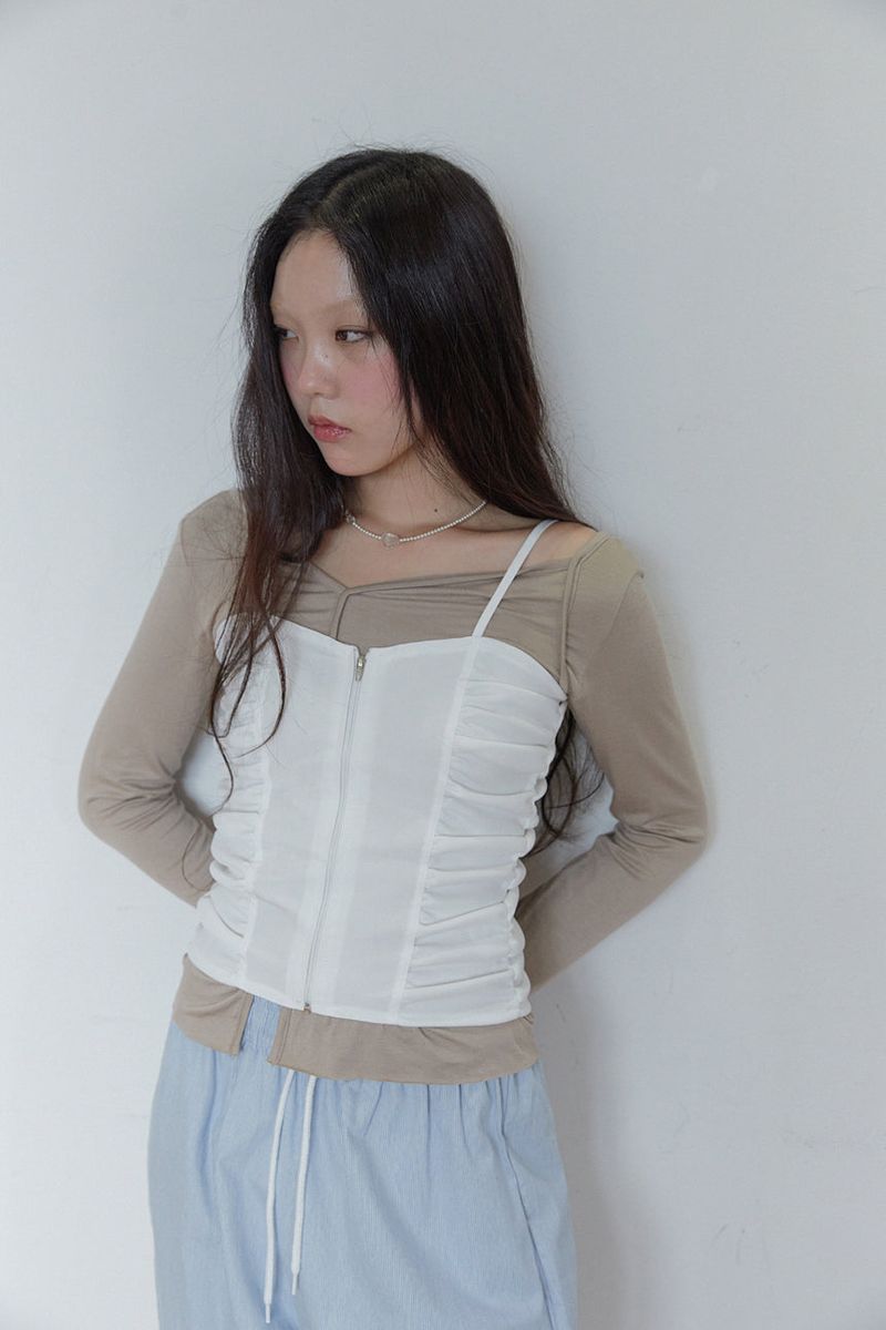 Shirring Corset Sleeveless Top (2 colors)