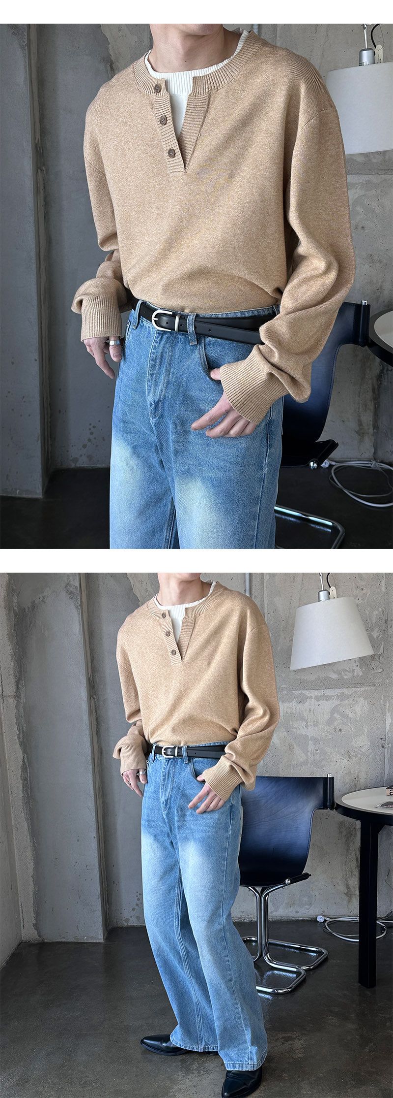 [Unisex] Basic semi wide denim pants(4color)