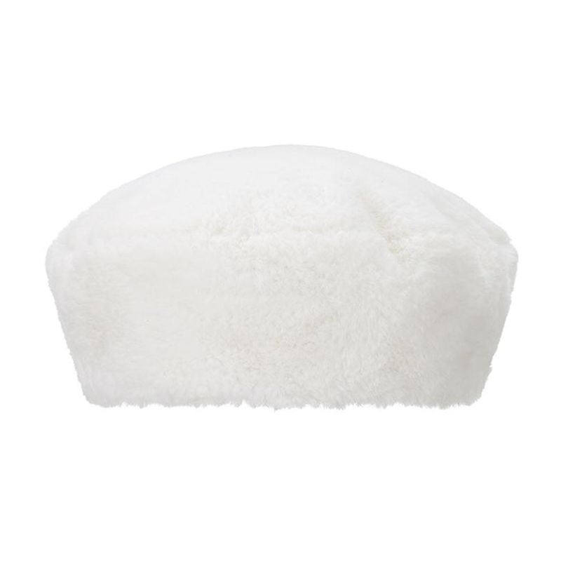 VA Square Stud Fur Beret / Ivory