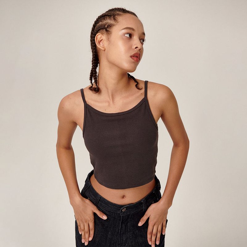 Tiam Crop Bra Top Charcoal