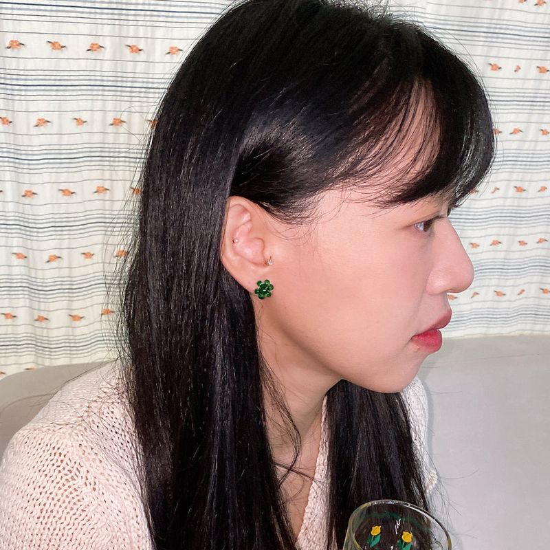 [MADE]Summer Green Flower Beads Earing