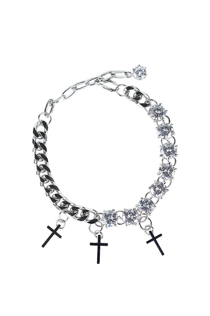 blackpurple（ブラックパープル）の「[Wearing Stray Kids] Cross Unbalanced Cubic Chain Bracelet （Accessories）」