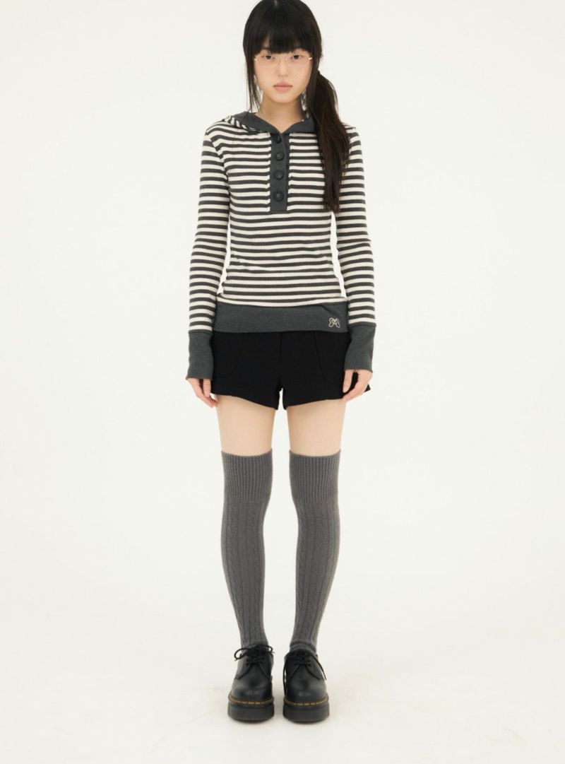 STRIPE LINE HOODIE T-SHIRT CHARCOAL