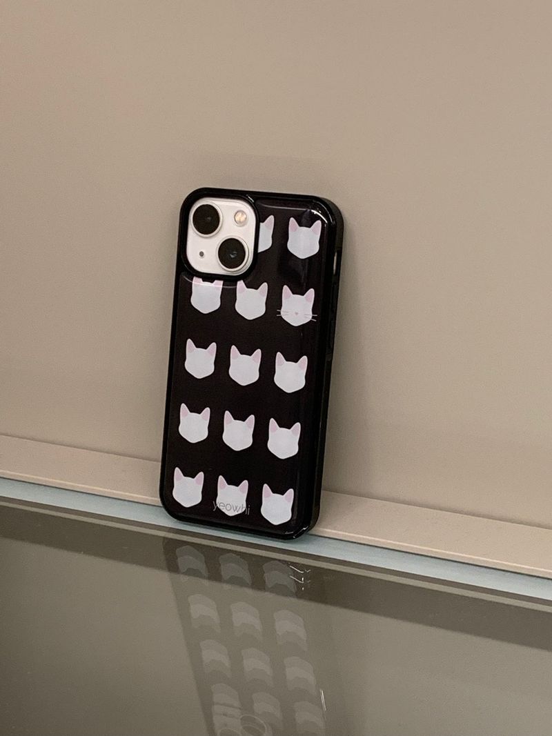 [MADE] yeowhi cat pattern epoxy bumper case_white&pink