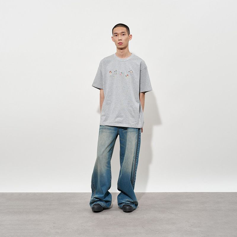 FMACM Distressed, Yellowed, Washed and Pleated Denim Trousers