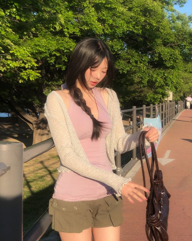 ULAN(ユレン)の「Summer Punching Ruffle Crop Cardigan(Tops)」