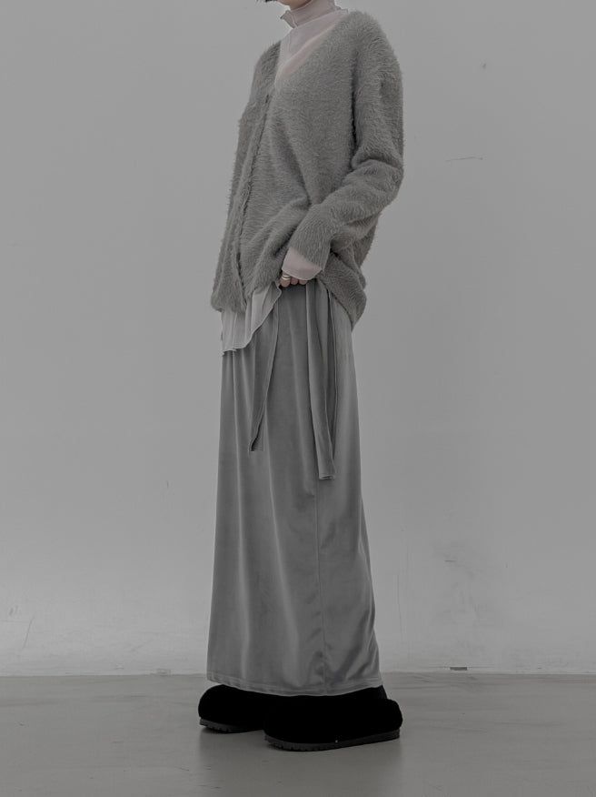Velour Knot Maxi Long Skirt