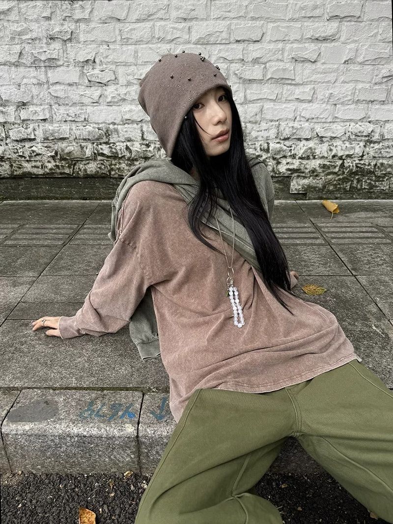 dereborujo（ドレボルゾー）の「Luzi Round Wide Casual Long-Sleeve T-Shirt（Tops）」