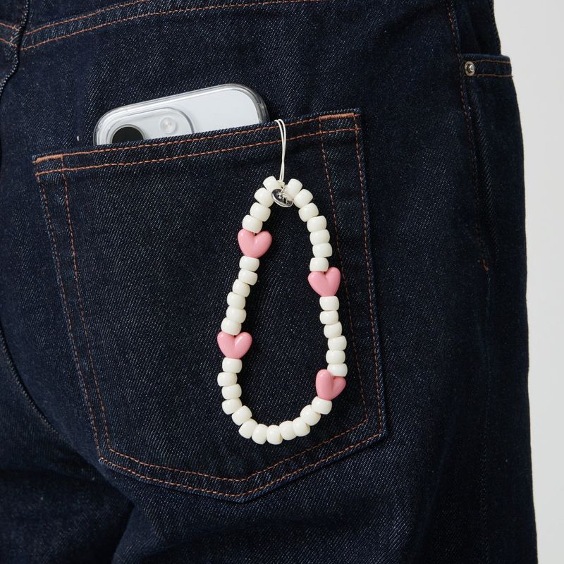 IVORY PINK PEBBLE PHONE STRAP KEY RING