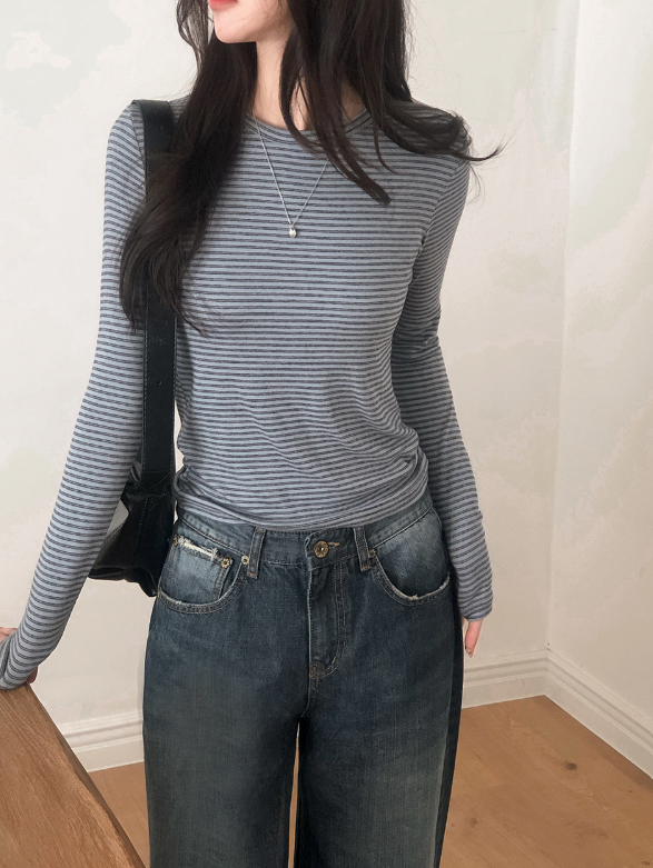 DN Border Round Slim Warm T-shirt (5color)