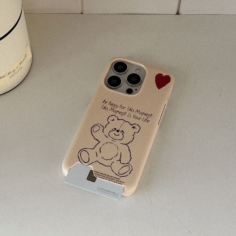 [Mademoment] fluffy strawberry bear design iphone card case