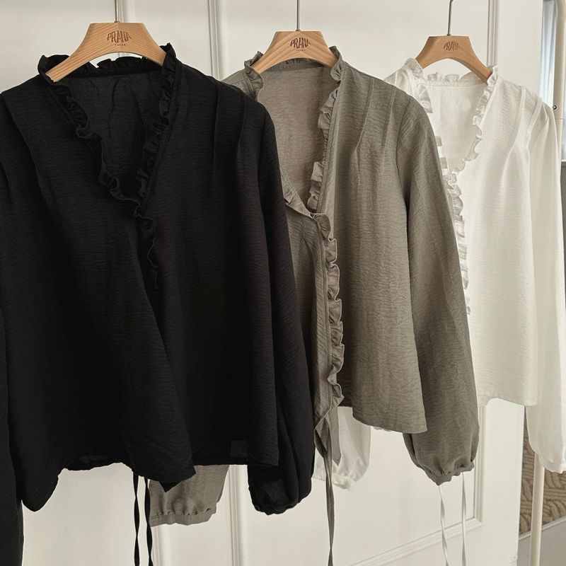 Wrap Frill Blouse - 3colors