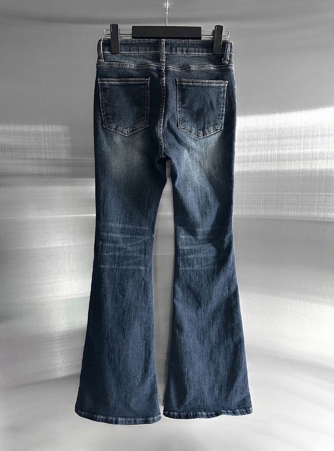 Lume Deep Blue Washed Low Bootcut Denim