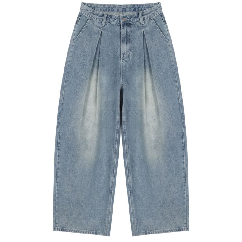 Vintage front pintuck denim pants (blue)