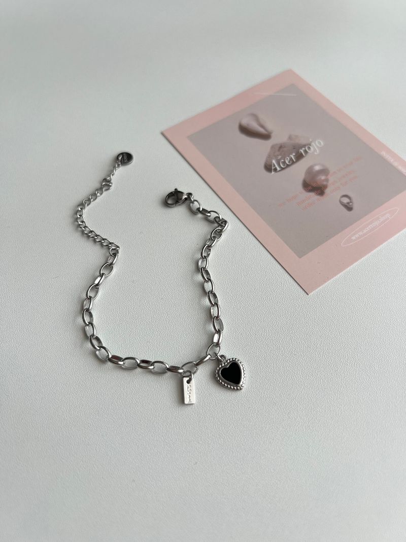 pib hip chic black heart surgical chain bold layered bracelet