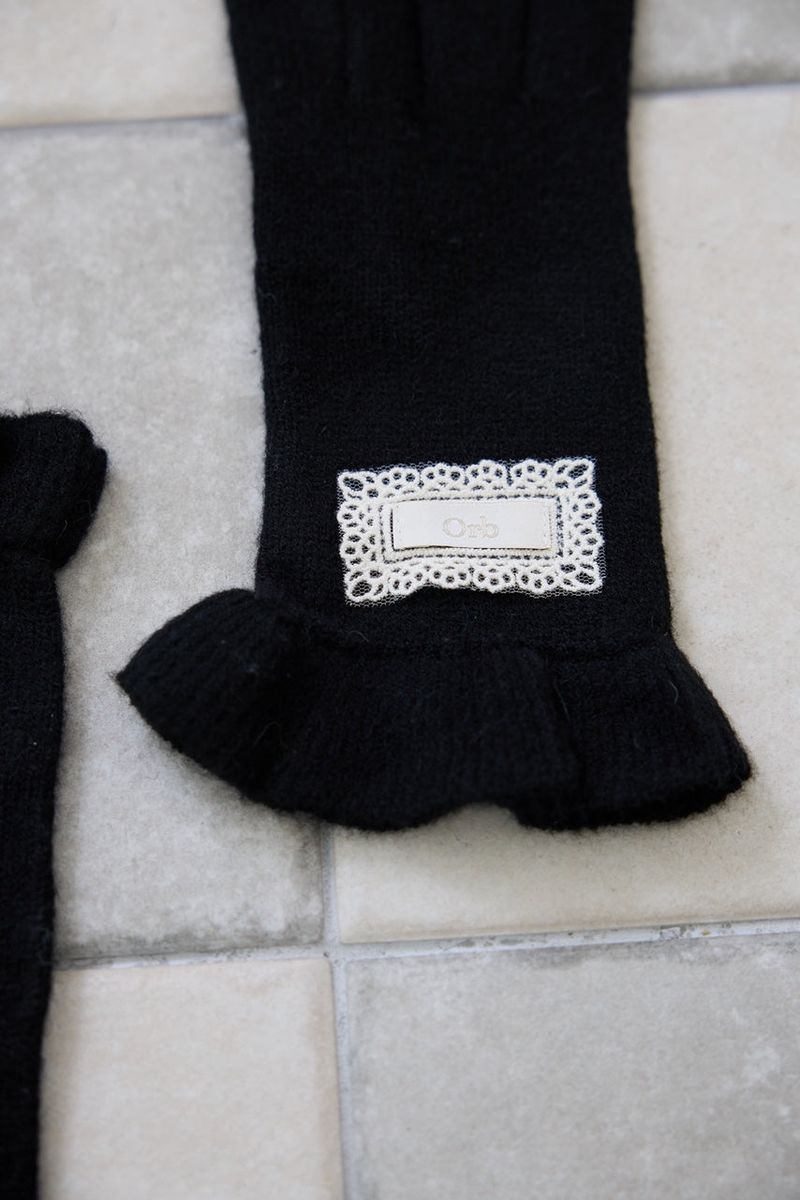 Orb frilly gloves (deep black)
