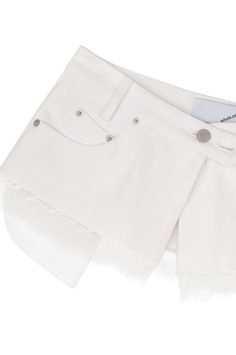 LACE DENIM WRAP SKIRT (WHITE)
