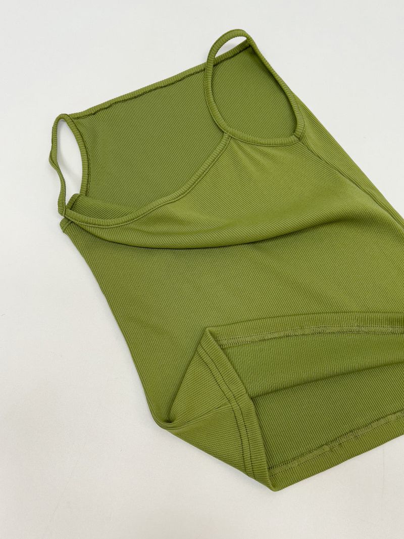 Boat Neck Square Ribbed Sleeveless