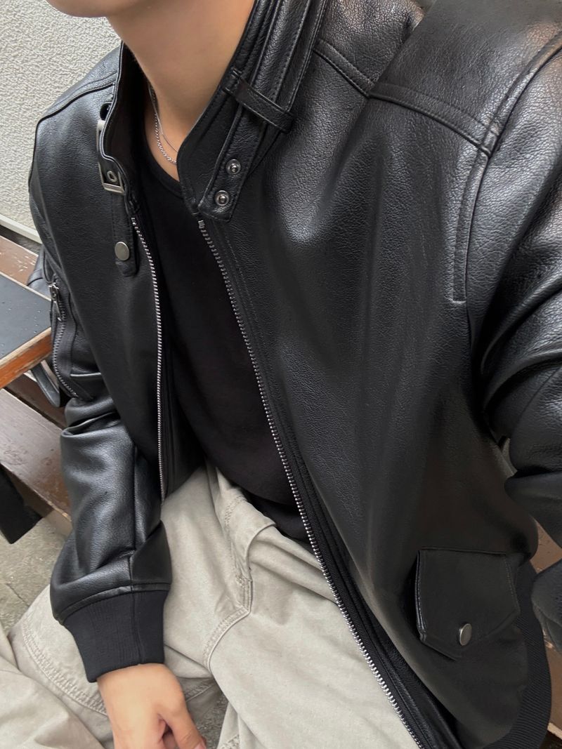 Belt leather ma-1 jacket