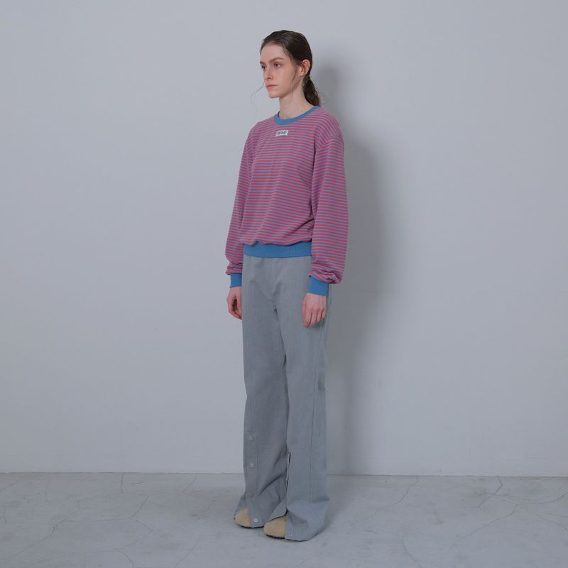 Gray Slit Snap Long Pants