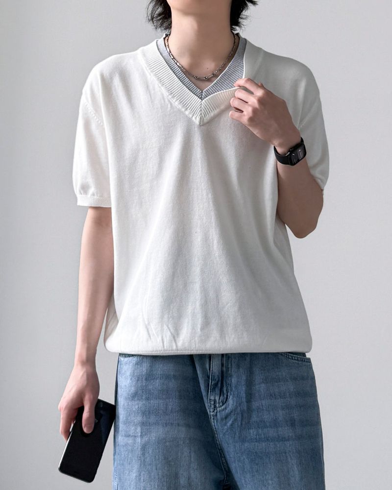 Mary V-neck Half Knit