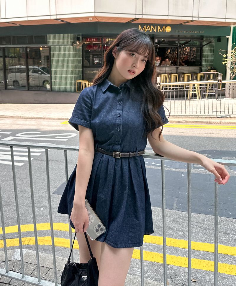SERCOSERCO（サーコサーコ）の「プリーツデニムシャツワンピース（Dresses）」