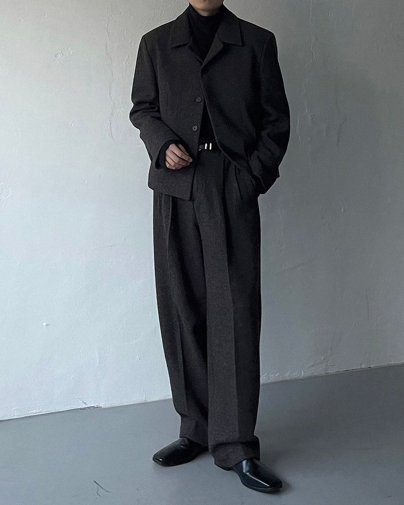 CR Youth shuffle two-tuck wool wide pants (3 colors)