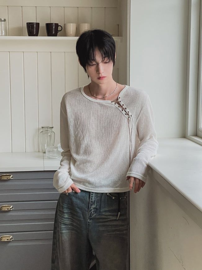 2PLAN（ツープラン）の「26SS★ [PLAN MADE] Loop Lace-up Boat Neck Knit（Tops）」