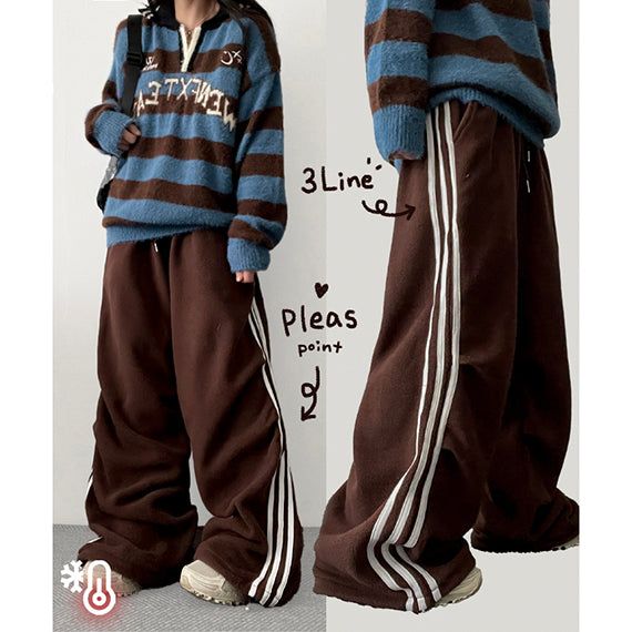 hijjoo（ハイチュー）の「Hey three-line track fleece banding wide pants（Pants）」