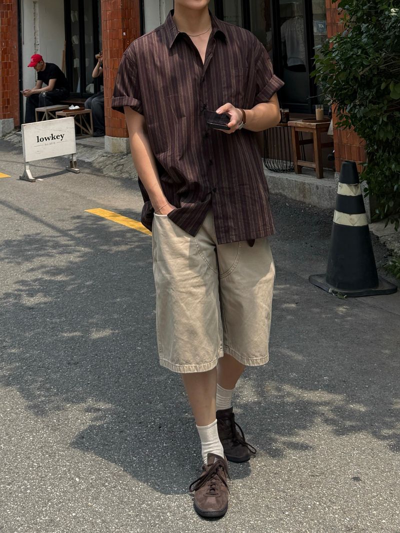 Dying double carpenter bermuda pants