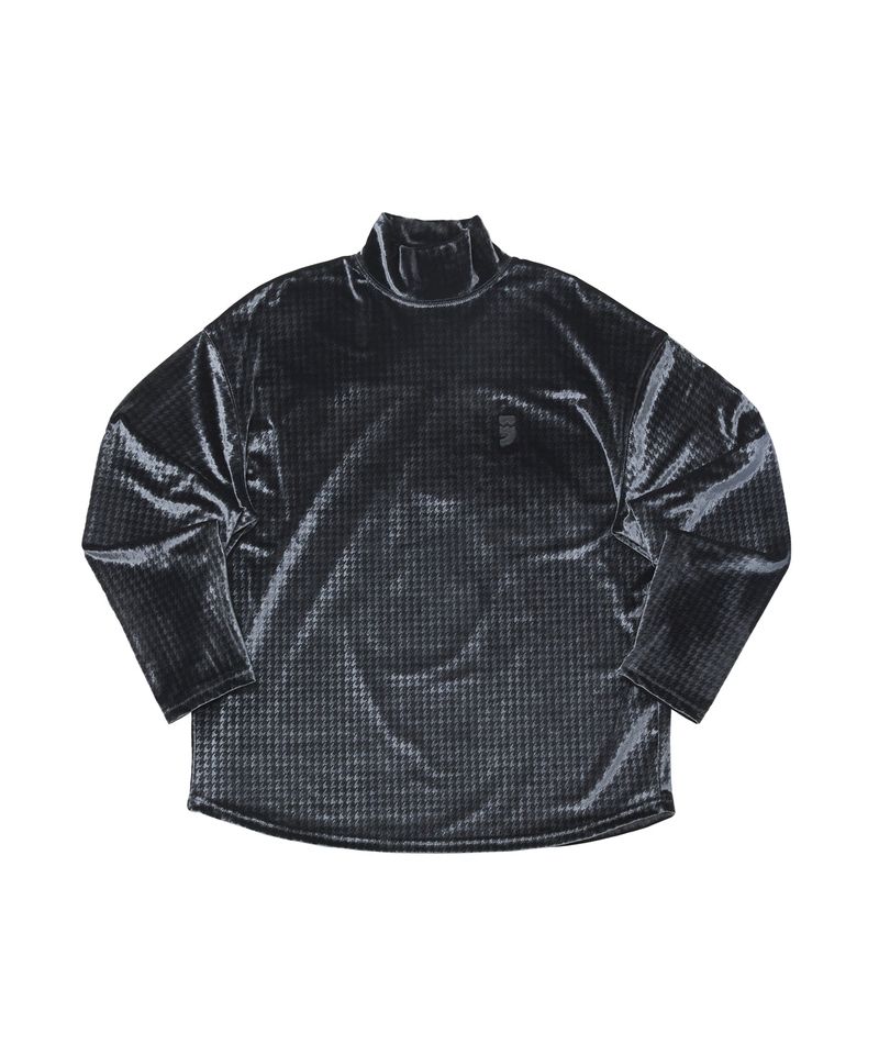 A NOTHING（アナッシング）の「HOUNDS-TOOTH VELVET TURTLE-NECK TEE (Charcoal)（Tops）」