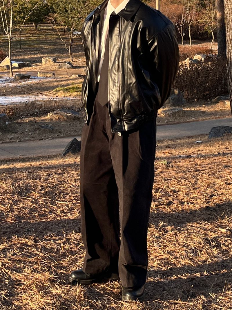 Mensfloor（メンズフロア）の「Woolly Curved Leather Jacket（Jackets/Outerwear）」