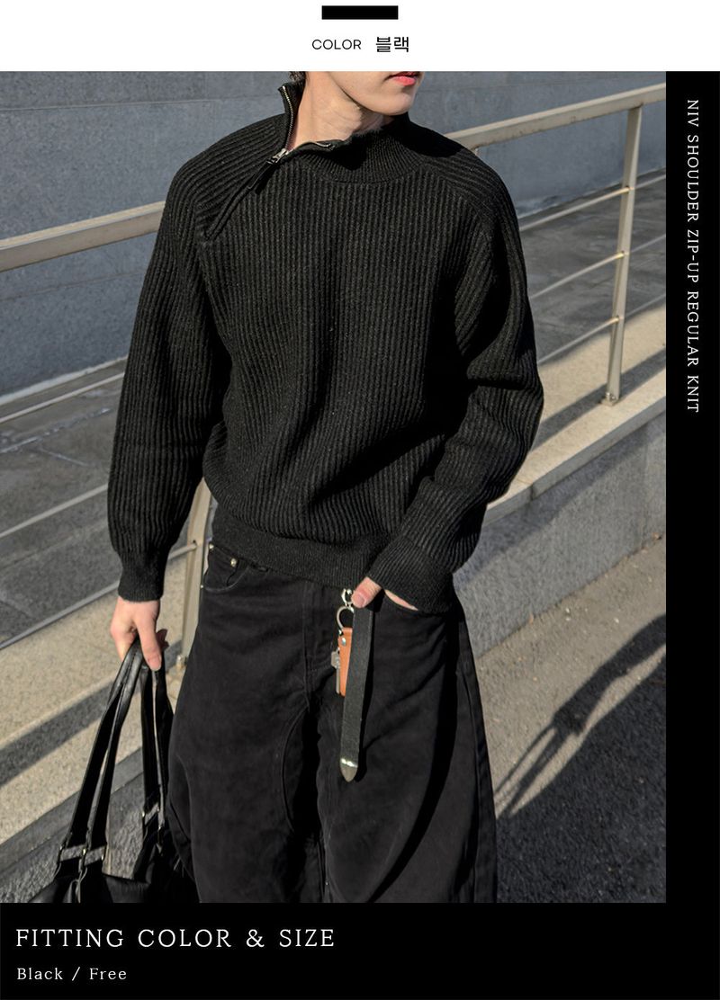 Niv Shoulder Zip-Up Regular Knit