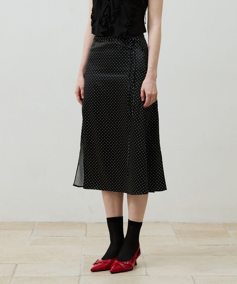 TINY DOT SLIT SKIRT / BLACK