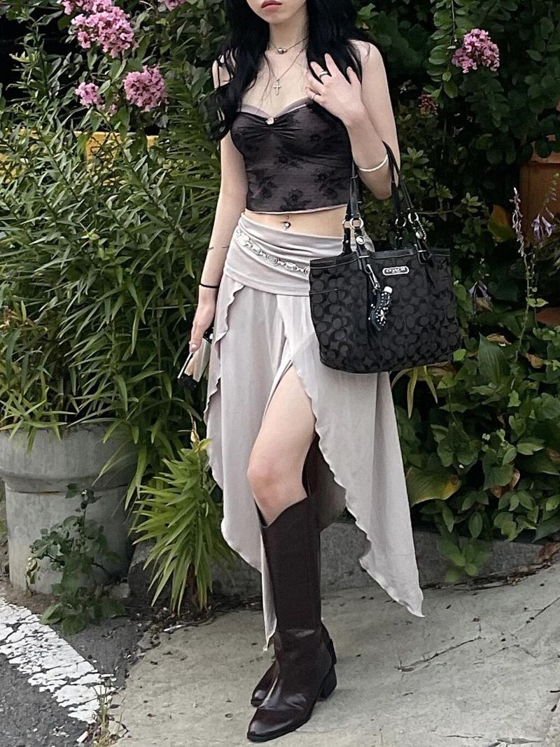 Bella Shirring Unbalance Skirt