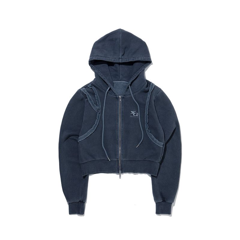 squareline（スクエアライン）の「Line Cut Off 2way Hood Zip-up_Navy（Tops）」