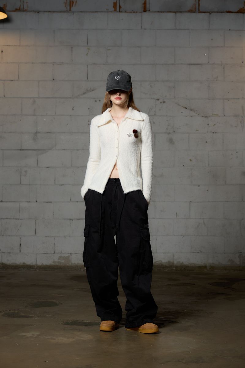 ARO WIDE CAGO PANTS / BLACK
