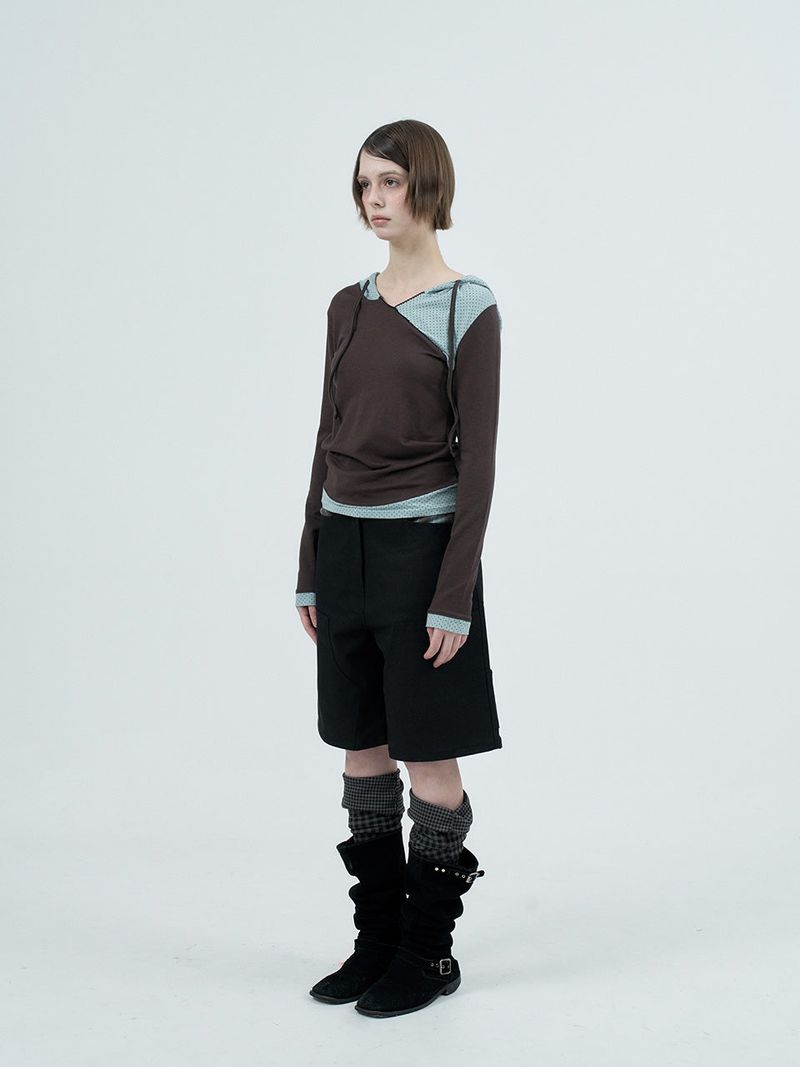 check pocket half carpenter pants