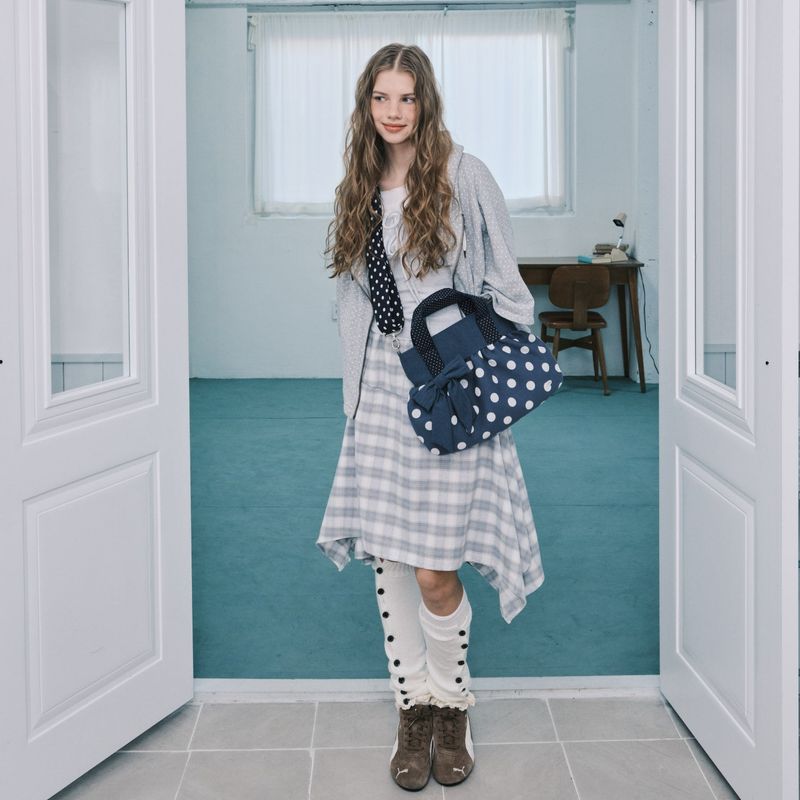 Ribbon dumpling bag_navy