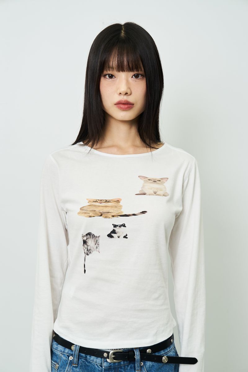  FOUR-CAT PRINTED WOMAN LONGSLEEVE T-SHIRT