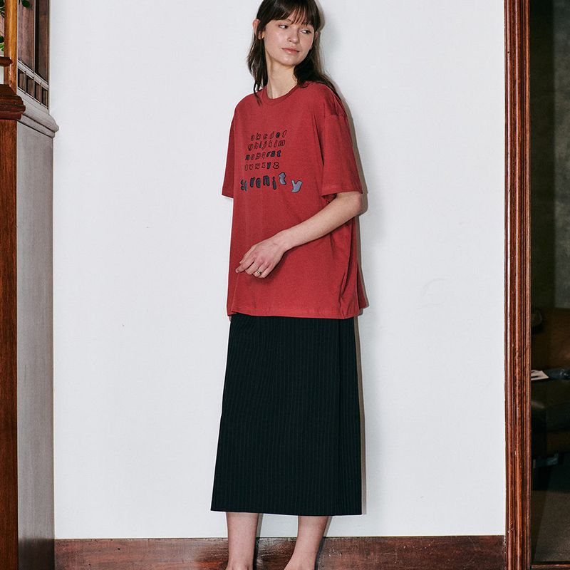 Stripe Long Skirt Black